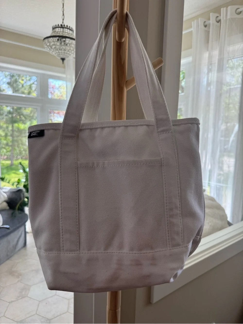 Parke x Lands’ End Canvas Tote Bag Heart Logo White Red - Picture 2 of 3